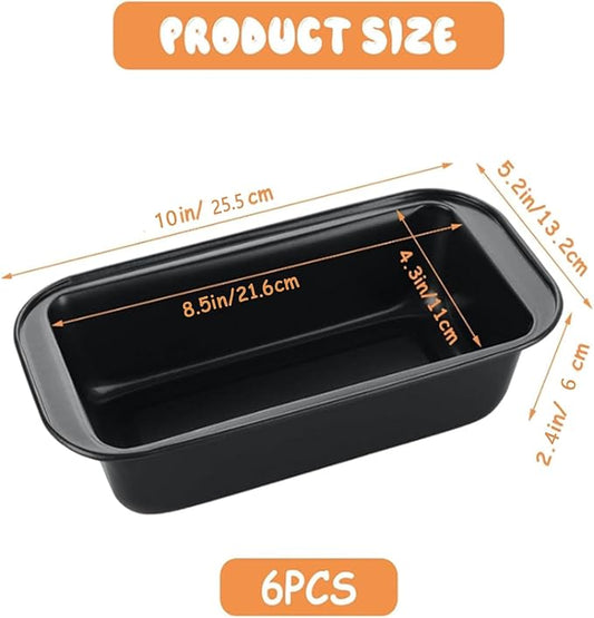QTLCOHD 6 Pack 10 x 5 Bread Loaf Pan for Baking Homemade Bread, Non Stick Carbon Steel Loaf Pans