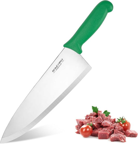 10 inch Japanese High Carbon Stainless Steel Chef Knife, Professional Sharp Wide Cook Knife with Non-slip Ergonomic Handle, for Kitchen Home Restaurant (Green)