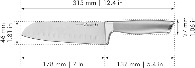HENCKELS Modernist Razor-Sharp Hollow Edge Santoku Knife 7 inch, German Engineered Informed by 100+ Years of Mastery, Gray