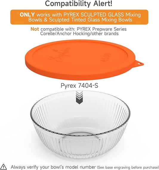 Silicone Replacement Lids for Pyrex Sculpted Glass Mixing Bowls(Lids For 7404-s 4.5 Qt)