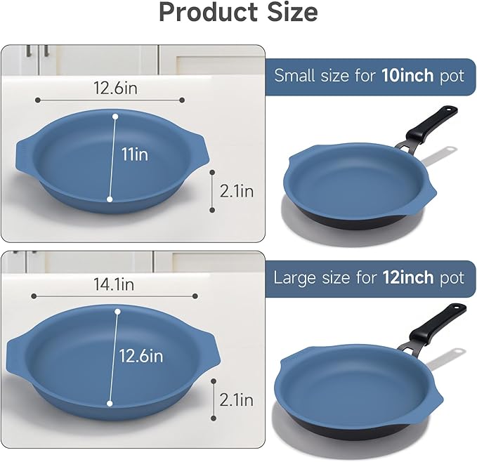 Silicone Pan Protectors & Separators for Stacking (10 & 12 Inch) - Non-Toxic, Heat-Resistant Pads | Dishwasher Safe, Durable Cookware Protector (Blue, Mixed)