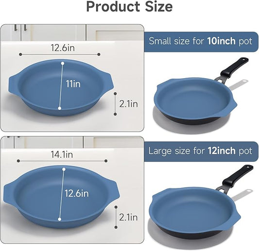 Silicone Pan Protectors & Separators for Stacking (10 & 12 Inch) - Non-Toxic, Heat-Resistant Pads | Dishwasher Safe, Durable Cookware Protector (Blue, Mixed)