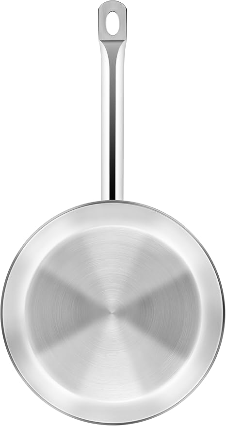 BRA COOKWARE Profesional Frying Pan | 9.5 inches Professional Skillet | Stainless Steel Pan w/o Non-Stick Coating | All Stovetop Compatible - Full Induction Skillet | 100% PFOA Free | Brushed Finish