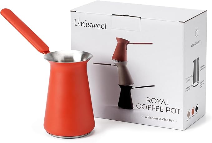 Turkish Coffee Pot - Gifts for Family &Friends,Cezve/Ibrik Coffee Pot for Stovetop,Briki Greek Turkish Pot with Heat-Resistant Rubber Handle,Milk Warming Pot,Arabic Tea Pot
