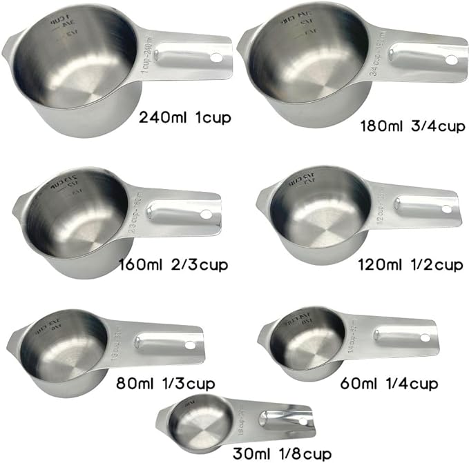 Stainless Steel Measuring Cups and Measuring Spoons Set with Circular Connector,Kitchen Measuring Spoons and Cups,kitchen tool for cooking and baking(13 Piece Set)