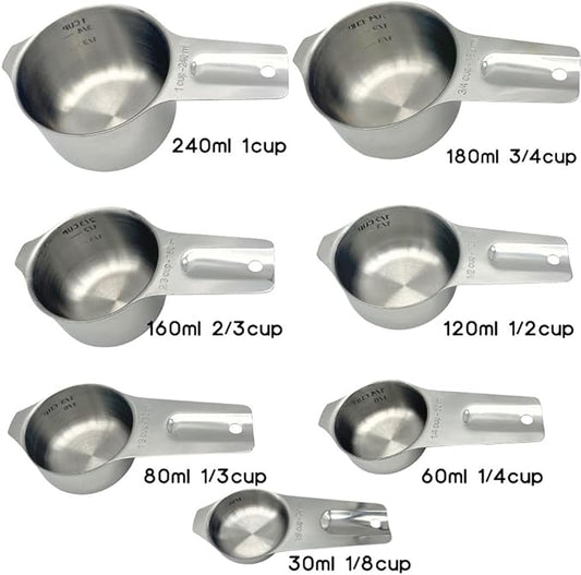 Stainless Steel Measuring Cups and Measuring Spoons Set with Circular Connector,Kitchen Measuring Spoons and Cups,kitchen tool for cooking and baking(13 Piece Set)