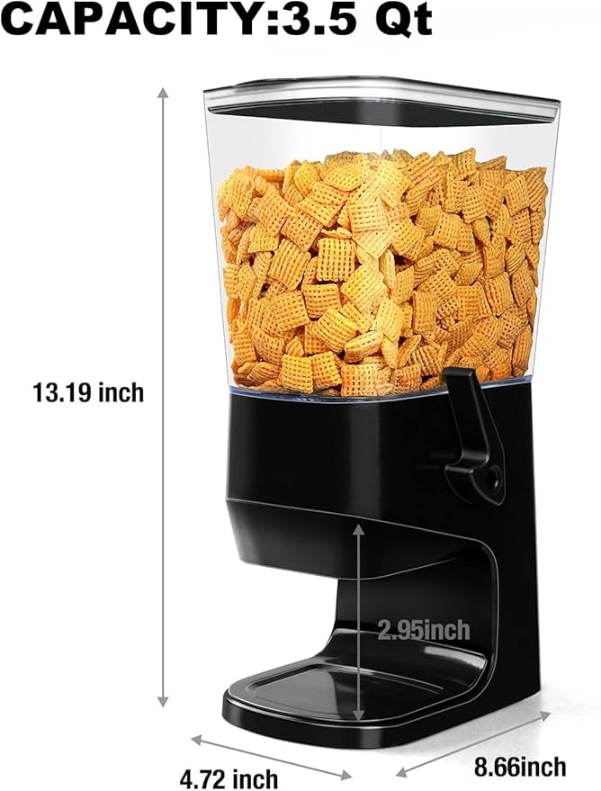 Cereal Dispenser Countertop Wath Bowls and Spoons Cereal Containers Storage for Pantry Snack Organizer Dry Food Storage Container with Lid for Kitchen Organization Oatmeal Nut Granol(Black 2 pack )