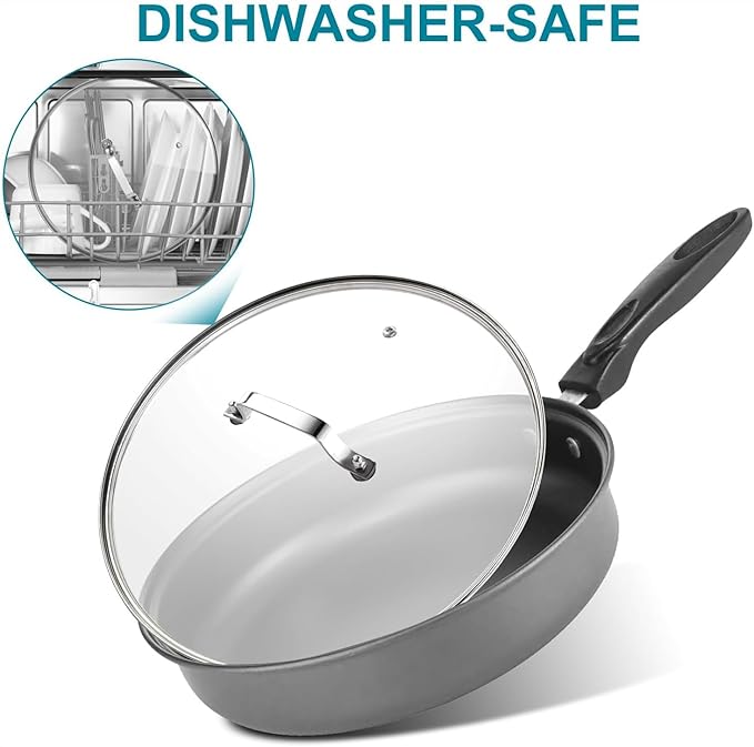 10.25 Inch Glass Lid for Lodge Cast Iron Skillet, 5 Quart Dutch Ovens, Calphalon 10 Inch Skillet - Dishwasher Safe
