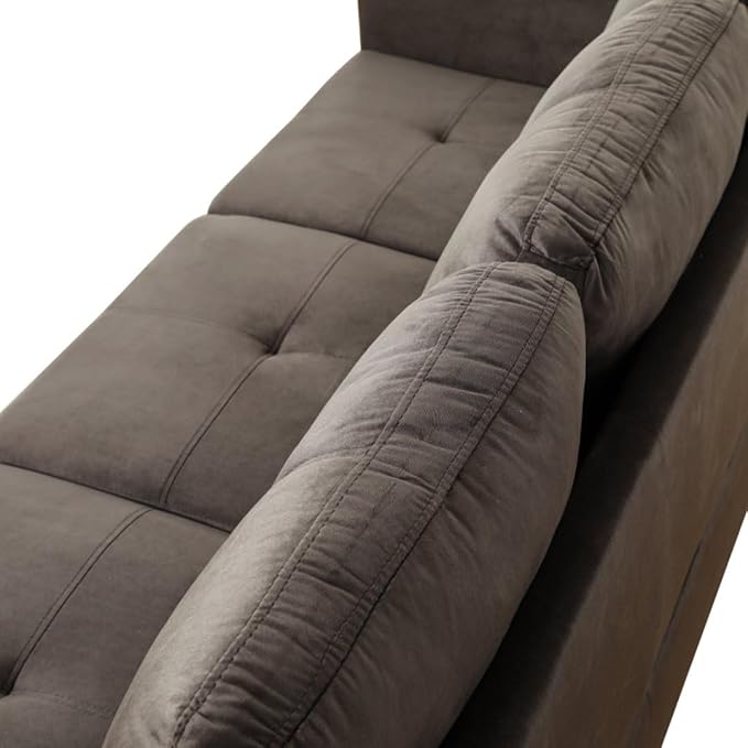 NicBex L Shaped Couch Sectional Couches for Living Room 2 Pieces Modern Sectional Sofa with Right Chaise Sectional Couch with Solid Frame for Living Room, Flannel, Dark Brown