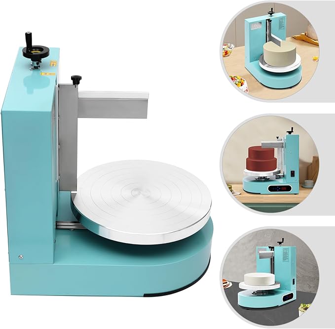 Automatic Cake Decorating Machine, Electronic Cream Coating Spreading Smooth Machine with Graduated Scraper 30-200RPM Rotating Speed,Cake Bread Spreader Machine for 4-12inch Cakes,Green
