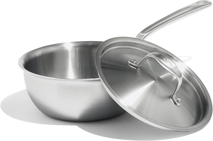 Made In Cookware - 2 Quart Stainless Steel Saucier Pan - 5 Ply Stainless Clad - Professional Cookware - Crafted in Italy - Induction Compatible