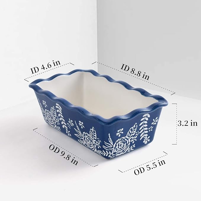 Wisenvoy Loaf Pan Bread Pan Ceramic Baking Pans Hand Paint Meatloaf Pan Nonstick Loaf Pans For Baking Bread