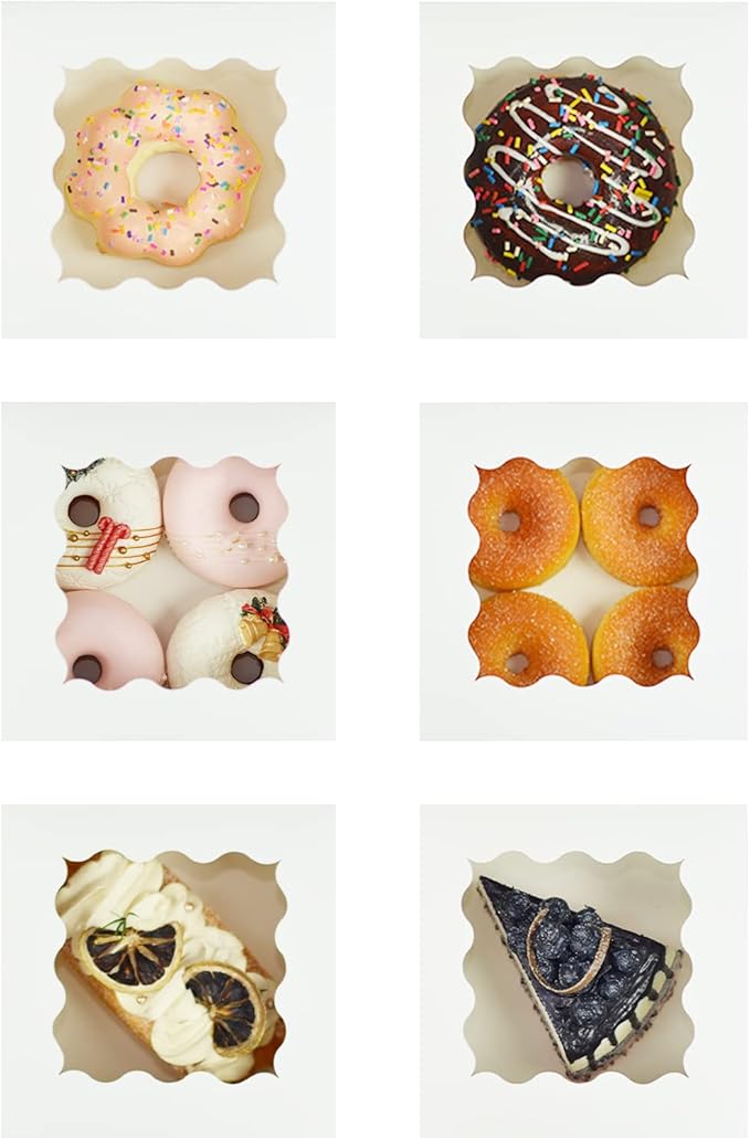 Bakepacker White 30-Packs Bakery Boxes with Window 6x6x3 inches Thick & Sturdy Macaroon Pastry Boxes Cookie Boxes for Bakerys