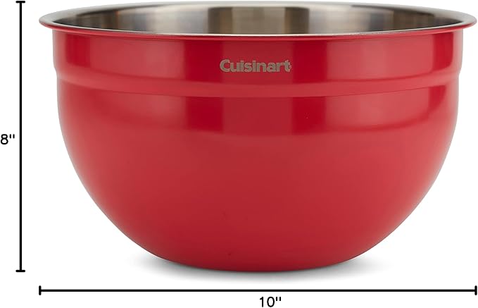 Cuisinart CTG-00-SMB Stainless Steel Mixing Bowls with Lids, Set of 3, Red