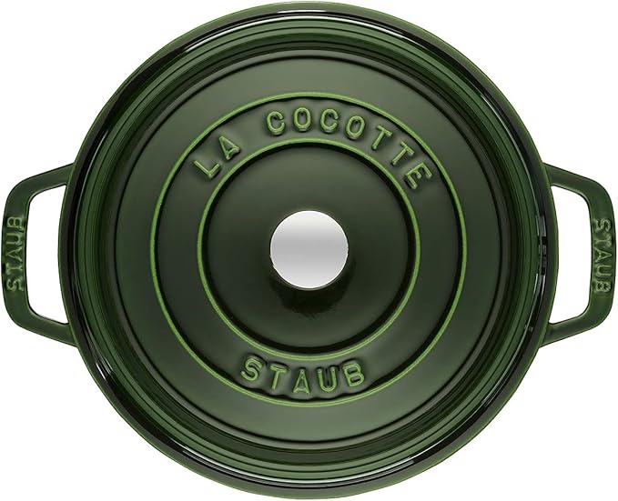 STAUB 1003969 Cast Iron Roaster/Cocotte, Round, 22 cm, 2.6 L, Basil/Green