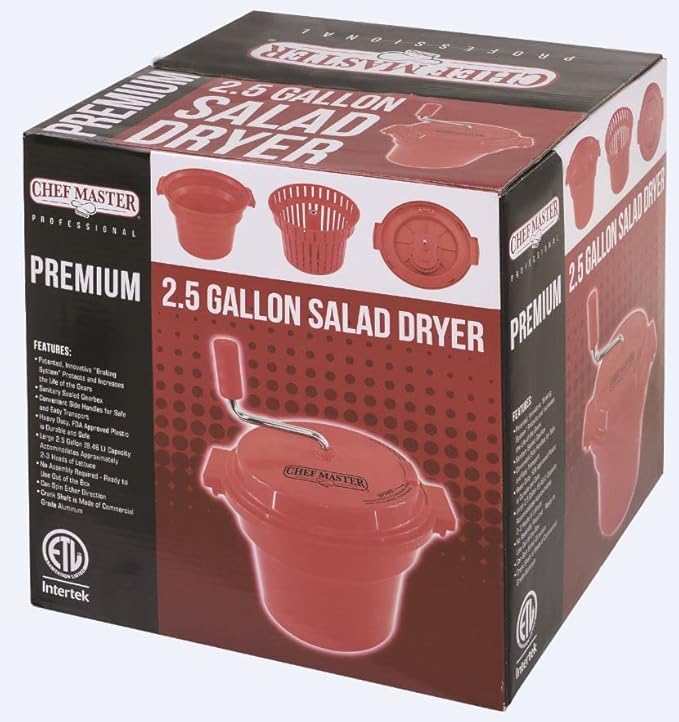 Commercial Salad Spinner 2.5 Gallon Capacity Salad Dryer to Remove Excess Water for Crisp & Fresh Sealed Gearbox Built-in Brake System with Durable Spinner Mechanism for Restaurants Kitchen & Catering
