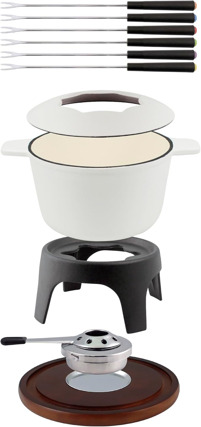 Swissmar Sierra 11 Piece Cast Iron Fondue Set - Matte White