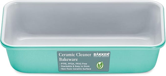 Premium Loaf Pan 1 lb – Aluminum, Ceramic Non-stick Coating, PTFE & PFOA Free, Even Heat, Non-toxic, 4.7" x 9", Perfect for Pound Cakes, Breads, & More - Teal