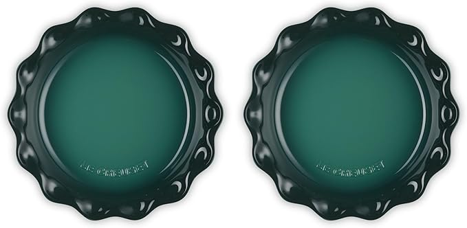 Le Creuset Stoneware Set of 2 Heritage Fluted Pie Dish, 9", Artichaut