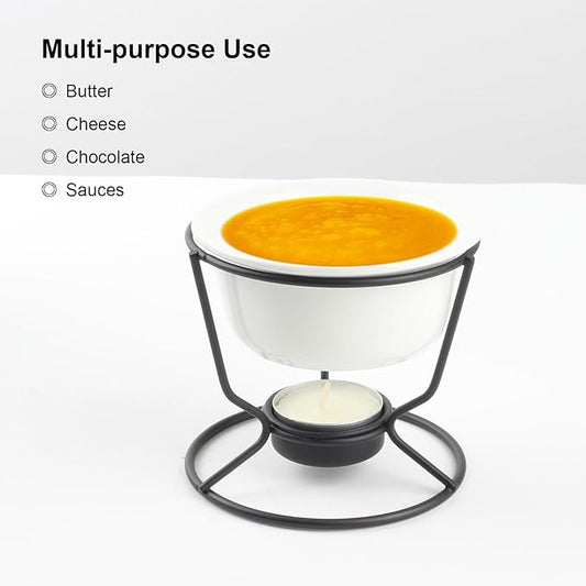 4Pcs Ceramic Butter Warmers for Seafood, 5oz Fondue Pot Set for Chocolate Butter Cheese, Ceramic Bowl for Food Crab Lobster, Suitable for Dishwasher Microwave Oven, Round