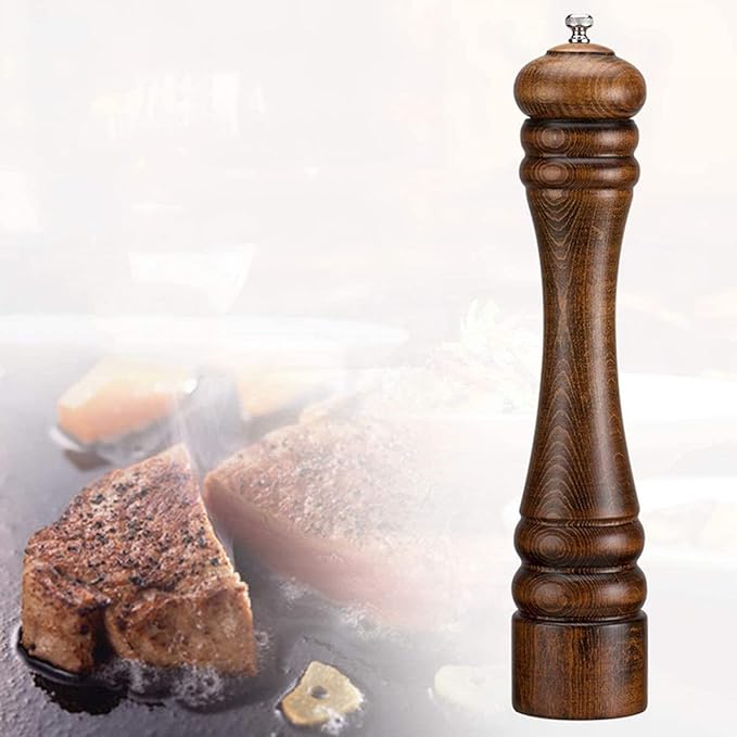 Salt and Pepper Grinder Wooden Salt and Pepper Mill Set Shakers with Stainless Steel,Adjustable Grinding Thickness-Pack of 2