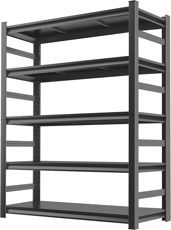 48''W Kitchen Shelves with Large Storage Capacity, Waterproof and Rust-Resistant Racks, Multi-Functional Adjustable Storage Shelf, Suitable Storage Rooms, Black