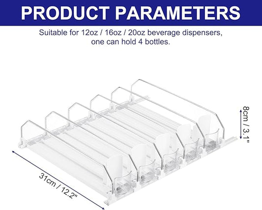 uxcell 5pcs Soda Can Organizer for Refrigerator, Self-Pushing Drink Organizer for Fridge, Width Adjustable Drink Dispenser Beverage Pusher For Pantry Vending Machine, White