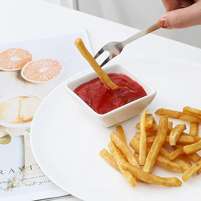 Ultra-Strong 3 Oz 6 Pack Ceramic Dip Bowls Set, Mini Bowl Soy Sauce Plate, Condiment Server, Can be Used for Ketchup, Vinegar,BBQ and Party Dinner