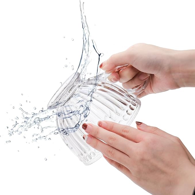 Set of 2 Glass Coffee Mugs, 12 oz Ribbed Teacups for Cappuccino, Tea, and Hot Beverages - Durable and Stylish Drinkware (Set of 2)