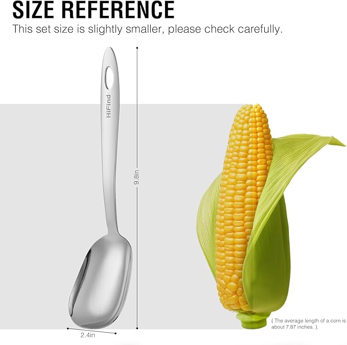 Stainless Steel Serving Utensils Set, 7Pcs Small Kitchen Utensils Set, Small Utensils for Serving, Ladle, Slotted Spatula, Meat Fork, Slotted Spoon, Cake Server, Solid Spoon, Square Spoon