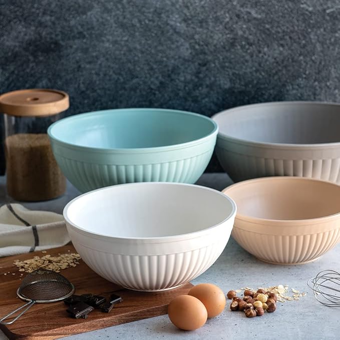 Nordic Ware Prep and Serve Mixing Bowls Set, 8-Piece, Earth-Tones