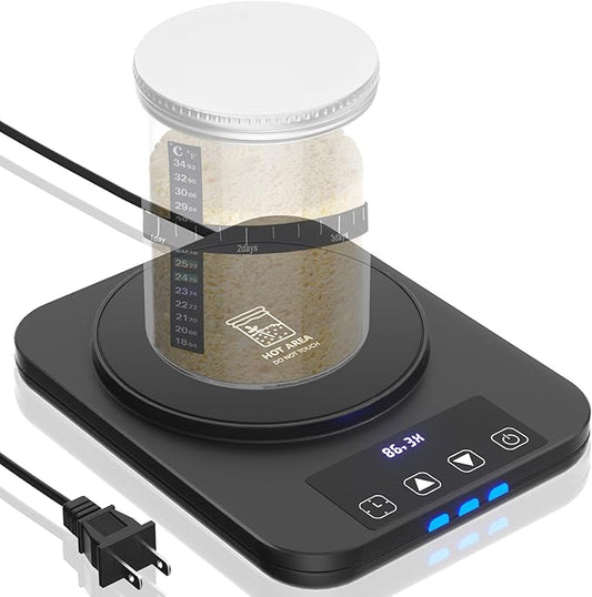 Sourdough Starter Warmer, Precise 1°F Thermostat Control (70-100°F) Sourdough Warming Mat, Smart memory Warming On/Off, 12-Hour Timer Sourdough Warmer(Black)