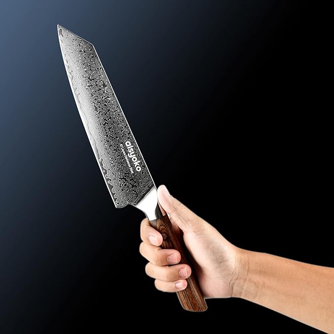 Chef Knife 8 Inch Damascus Japan VG-10 Super Stainless Steel Professional High Carbon Super Sharp Kitchen Cooking Knife, Ergonomic Color Wooden Handle Luxury Gift Box
