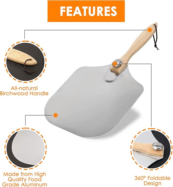 Aluminum Metal Pizza Peel 12 x 14 Inch, Rectangular, Silver, Pizza Peel, Pizza Peels