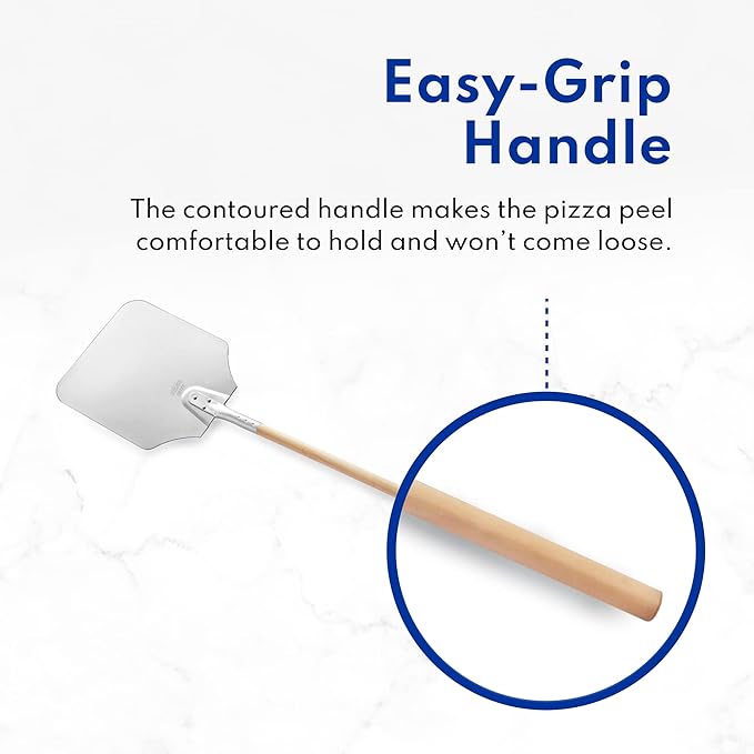New Star Foodservice 50196 Aluminum Pizza Peel, Wooden Handle, 16 x 18 inch Blade, 36 inch overall