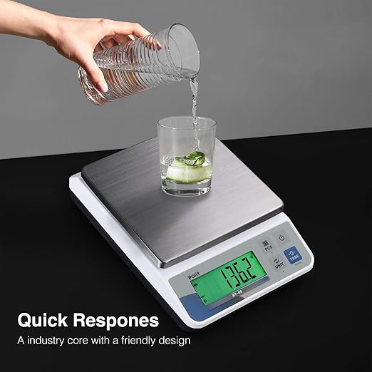 Polit KT-66 Digital Kitchen Scale 18lb/8000g|0.02oz/0.5g Precision Food Scale with LCD Display|Battery or Plug-in|Stainless Steel Top|Grams & Ounces|5 Units for Baking, Cooking, Farming & Shipping
