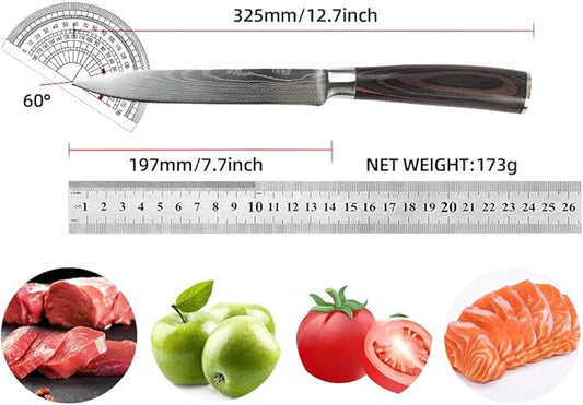Utility Knife, 5 Inch Chef Knife, Professional Japanese Chef Knives High Carbon Stainless Steel Ultra, Sharp Knives with Ergonomic Color Wooden Handle for Cooking Meat, Fruits, Vegetables.