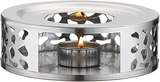 Stainless Steel Teapot Warmer, Metal Teapot Heater with Tealight Holder Stainless Steel Candle Base Coffee Tea Warmer for Glass, Steel, Ceramic Teapot and Other Heatproof Dish