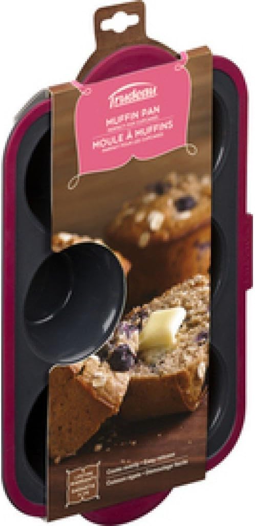 Trudeau Structure Silicone Pro Muffin Pan, 6, Grey/Burgundy (09912093)