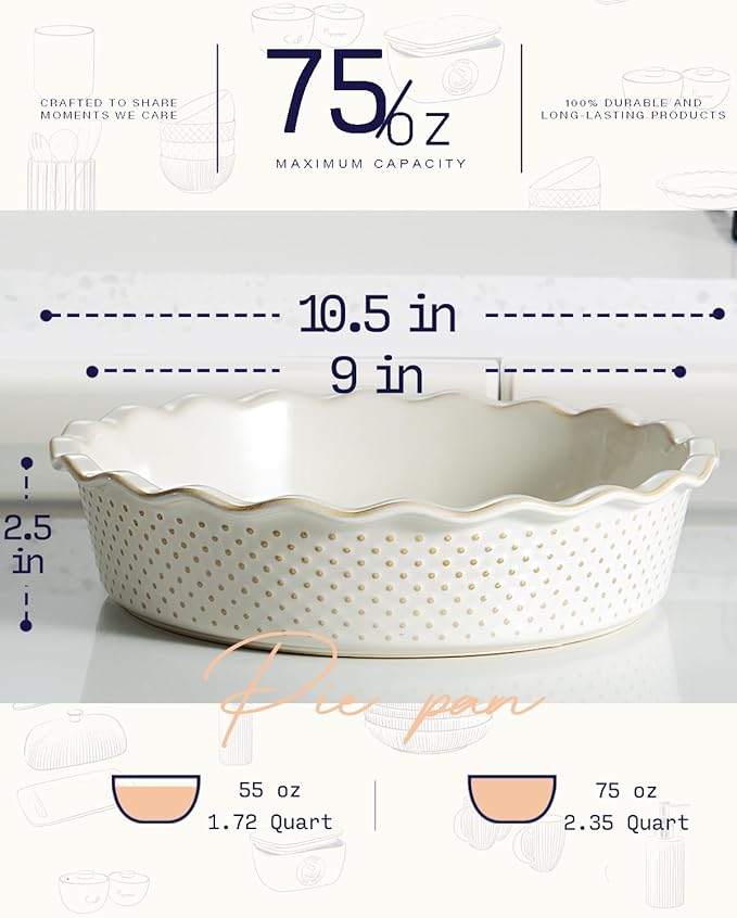 getstar Pie Pan, Ceramic (Dots (Deep))