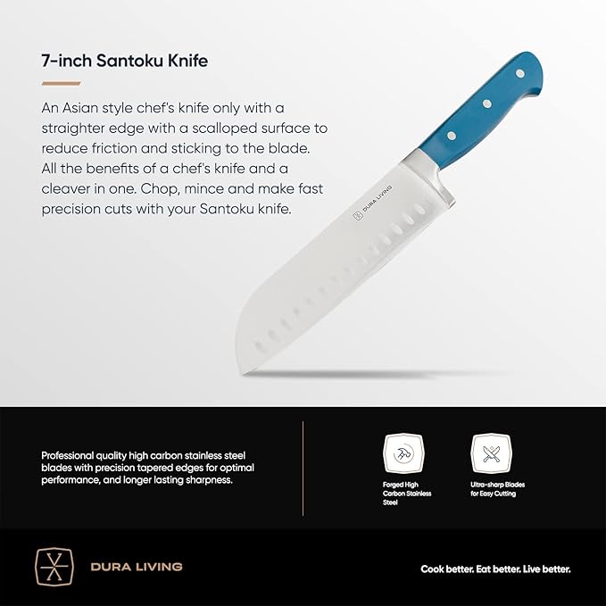 7-Inch Santoku Knife - Razor-Sharp High-Carbon Stainless Steel Blade, Forged Ergonomic Riveted Handle, Chef Knife for Chopping, Slicing & Dicing, Multipurpose Kitchen Knife, Home Chef
