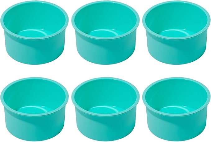 Silicone Mini Round Cake Molds, 4 Inch, Green, Set of 6