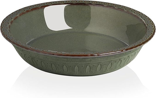 Sweejar Ceramic Pie Pan for Baking,Round Baking Dish Pan for Dinner 10 Inches, Pie Dish Non-Stick Pie Plate for Quiche, Tart, Cake, Pumpkin Pie, Pot Pies(Gray)