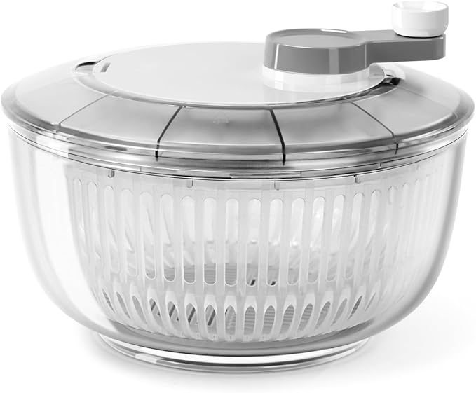 KEOUKE Manual Salad Spinner - Hand-Crank Vegetable & Lettuce Dryer for Washing, Spinning, and Draining Greens, Fruits, and Vegetables - Food-Grade Material, Easy-Clean Detachable Parts 4.2Qt.
