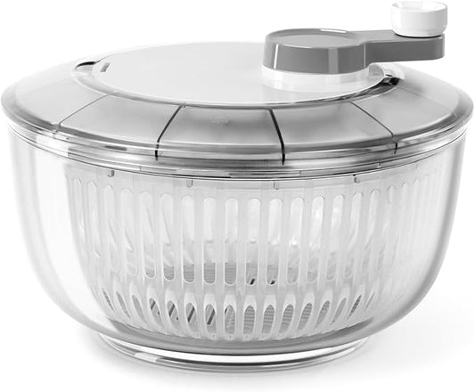 KEOUKE Manual Salad Spinner - Hand-Crank Vegetable & Lettuce Dryer for Washing, Spinning, and Draining Greens, Fruits, and Vegetables - Food-Grade Material, Easy-Clean Detachable Parts 4.2Qt.