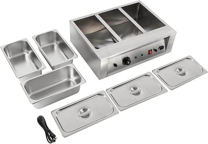 Chocolate Tempering Machine 32℉-176℉ Commercial Chocolate Melting Pot 26.46 lbs Stainless Steel Food Warmer Chocolate Fondue with Lid for Restaurant Home Party (3 Pots)