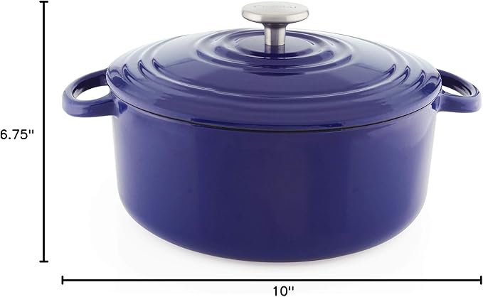 Chantal Cast Iron Dutch Oven, 5 qt, US Formulated Premium Enamel, Cobalt Blue