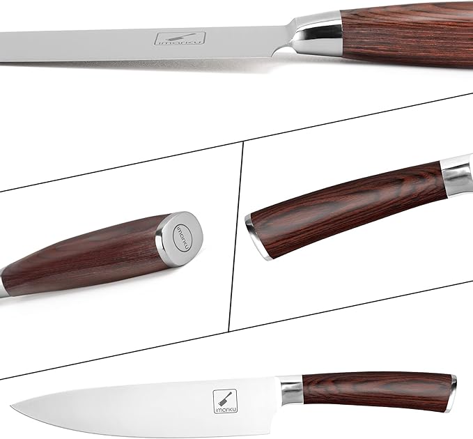 imarku Chef Knife - Pro Kitchen Knife 8 Inch Chef's Knives High Carbon Japanese SUS440A Stainless Steel Sharp Paring Knife with Ergonomic Handle, Red Handle, Gifts for Men and Women