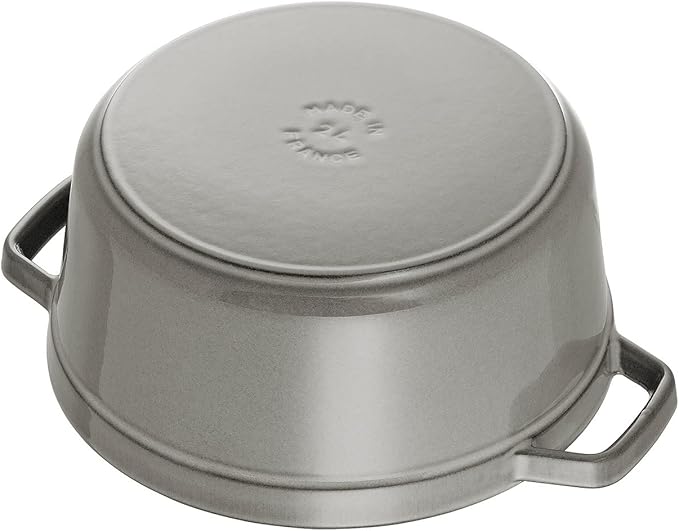 STAUB Cast Iron Roaster/Cocotte, Round, 24 cm, 3.8 L, Graphite Grey