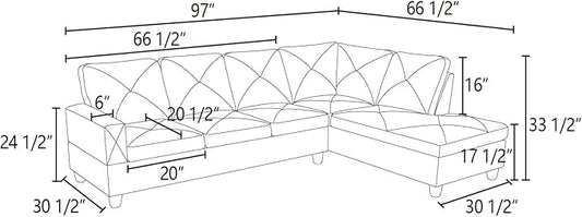 NicBex L Shaped Couch Sectional Couches for Living Room 2 Pieces Modern Sectional Sofa with Right Chaise Sectional Couch with Solid Frame for Living Room, Flannelette, Off-White